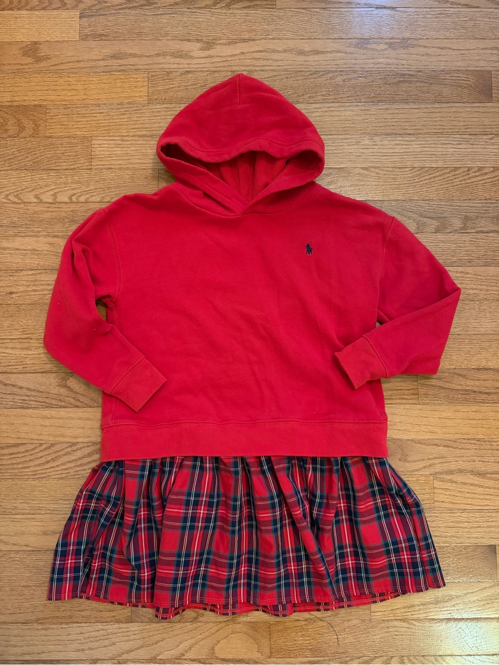 Polo Ralph Lauren Red Plaid Holiday Hoodie Sweatshirt Dress